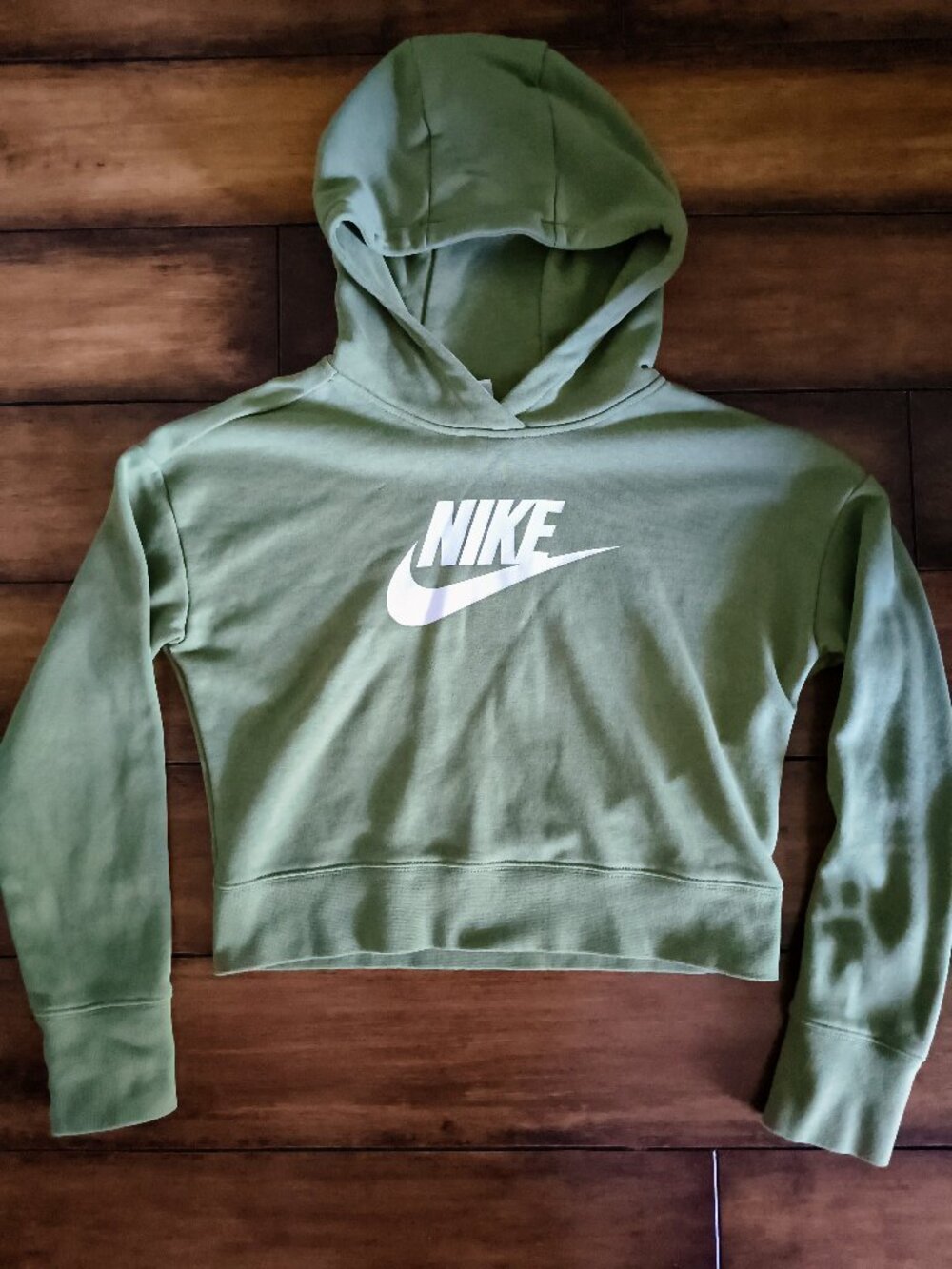 Nike Women's Olive Green Crop Hoodie Sweatshirt Size Large
